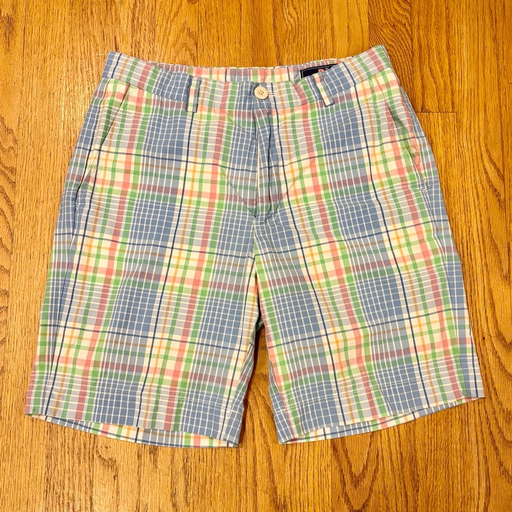 Vineyard Vines Plaid Breaker flat front preppy golf cotton shorts size 30
